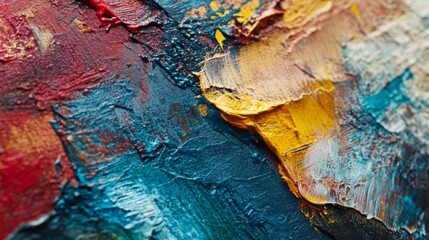 Poster - A close-up of an abstract texture with layers of mixed colors and patterns, giving a sense of depth and complexity to the visual backdrop.