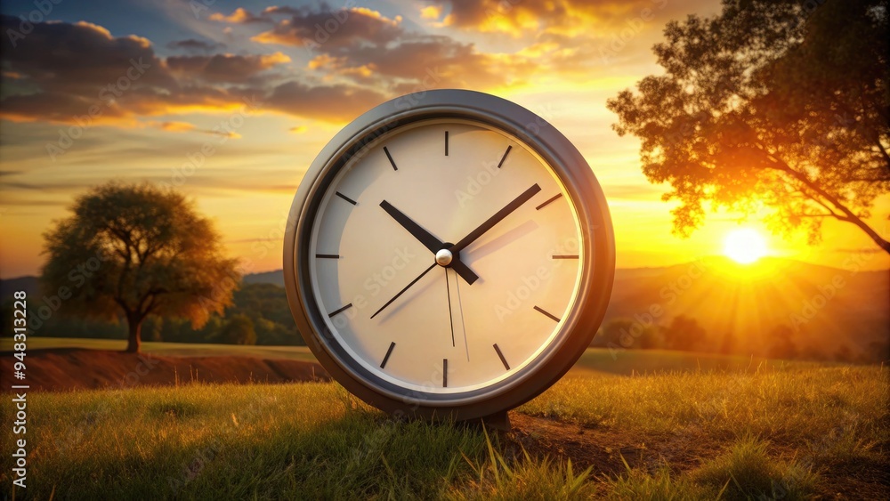 Hand Rotation Analog Clock Analog clock hands rotate to indicate time passage as morning sunlight ...