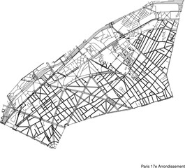 Wall Mural - Street map of the Paris seventeenth Arrondissement in black and white with title