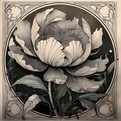 Black and White Peony