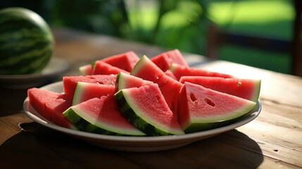 Wall Mural - Watermelon Slices on a Plate