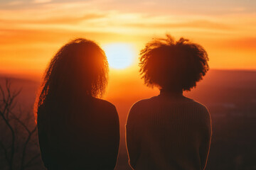 Wall Mural - Persons Watching Sunset