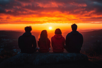 Wall Mural - Persons Watching Sunset