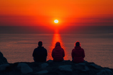 Wall Mural - Persons Watching Sunset