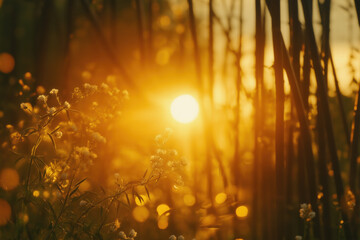 Canvas Print - Sunset In Bamboo Grove