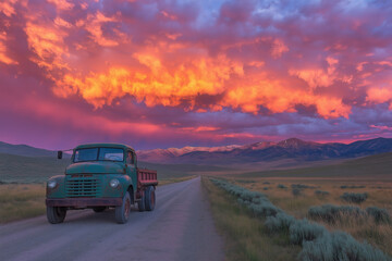 Truck At Sunset