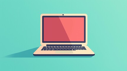 Laptop icon flat design front view digital business theme animation Vivid