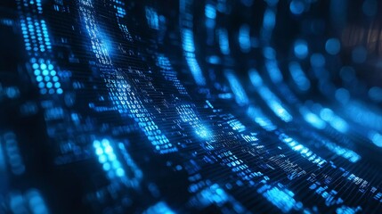 The digital binary code matrix background conveys connectivity, complexity and data flood of modern digital age with a 3D rendering