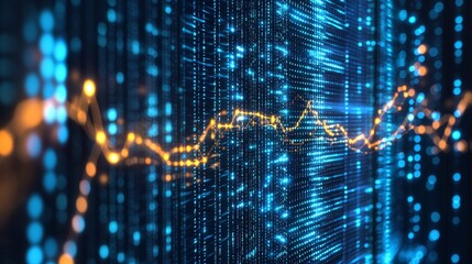 3D rendering of a scientific technology data binary code matrix conveying the connectivity, complexity, and data flood of modern digital age