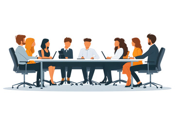 Wall Mural - Office business meeting flat illustration isolated on white background