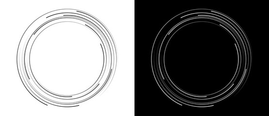 Poster - Abstract background with lines in circle. Art design spiral as logo or icon. A black figure on a white background and an equally white figure on the black side.