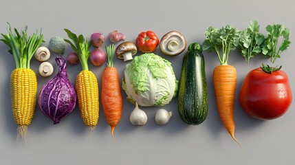 3D vegetable png cut out element set