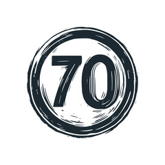 Canvas Print - The 70 Speed Limit sign. Black white vector illustration.
