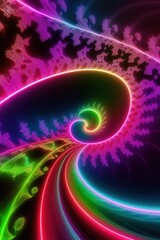 Wall Mural - A colorful spiral with neon colors and a rainbow effect