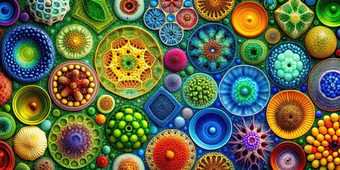 Sticker - Chromatic Cell Theater: A vibrant kaleidoscope of cell types, showcasing the diverse colors and shapes of life's building blocks.