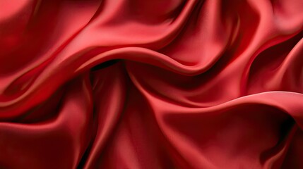 an array of red satin fabric, arranged in a flat lay, with silky, flowing textures creating a vibran