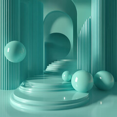 Wall Mural - Abstract Turquoise Room.