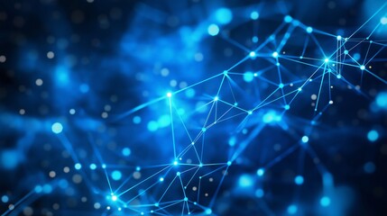 Luminous blue network connection with sparkling dots background. Based on Generative AI