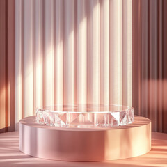 Wall Mural - Glass Podium on Pink Backgroun