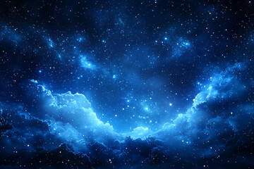 Wall Mural - A blue sky with clouds and stars