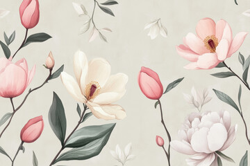 Sticker - Magnolia Flower Pattern.