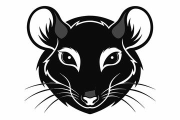 Sticker - rat head silhouette vector with white background