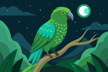 Canvas Print - parrot on the branch vector illustration