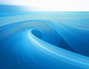 Wall Mural - Elegant blue wave pattern on a simple white surface. 