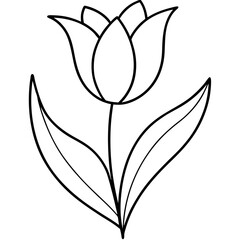 Wall Mural - tulip one line drawing abstract flower continuous vector illustration