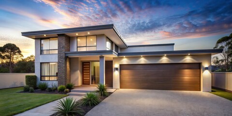 Poster - Dusk shot of a modern Australian house