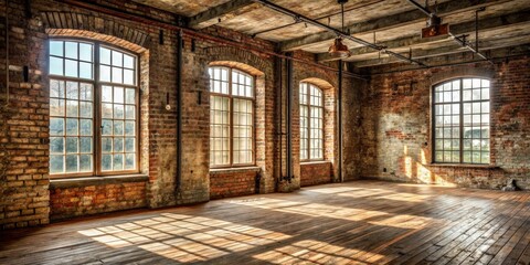 Aufkleber - Rustic studio with distressed brick walls and old windows