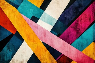 Poster - Colorful geometric abstract patterns on textured canvas surface