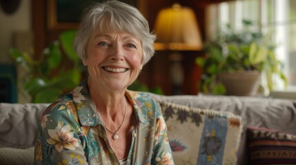 portrait of a grandmother smiling at home