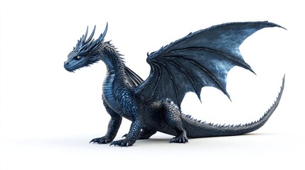 3D illustration of a blue mythical dragon set against a white backdrop