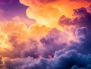 Wall Mural - Vibrant clouds at sunset create a stunning sunset sky over the horizon