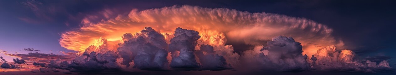 Wall Mural - Colorful clouds over the horizon during sunset in a tranquil sky