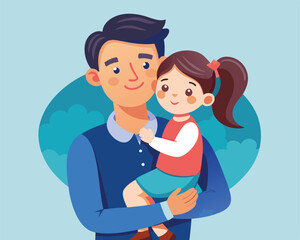 happy daughter in dad arms vector illustration flat style