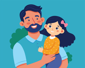 happy daughter in dad arms vector illustration flat style