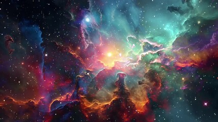 Wall Mural - space background colorful nebula galaxy particles