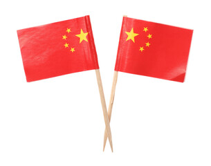 Poster - Small paper flags of China isolated on white