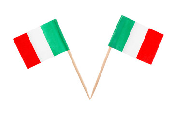 Canvas Print - Small paper flags of Italy isolated on white