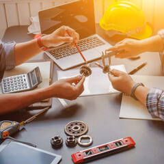 team Engineers and designers teamed up to discuss and consult with each other about machine structure to calculate and design for safe operation of the machine and as required by customers.