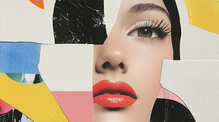 Wall Mural - Beautiful creative art collage with a female face