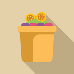 Sticker - Cartoon drawing of a yellow pot holding a cactus with two yellow flowers growing