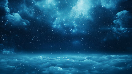 fantastic beautiful background with clouds and night starry sky