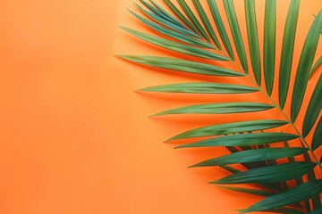 Poster - Palm leaf on orange