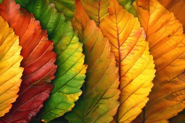 Sticker - Autumn leaves in shades of red, yellow, and green.