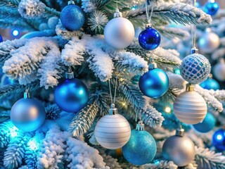 Sticker - Frozen Christmas Tree (Wintry, Icy, Blue, White, Crystal, Shimmering)