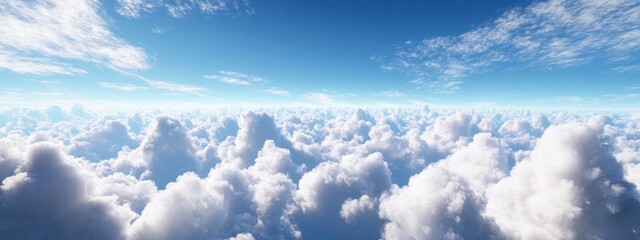Aufkleber - Cloudy skies and horizon in a 3D cartoon rendering exploring infinite space and the atmosphere