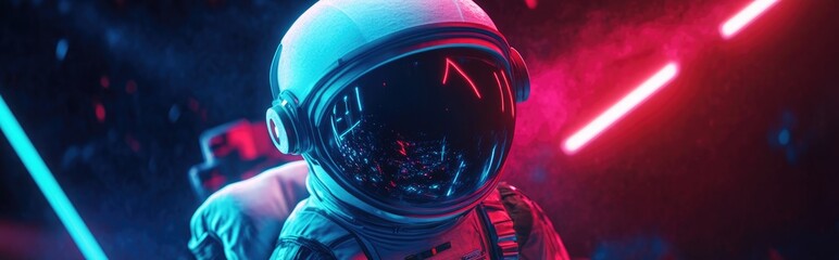 Aufkleber - Mixed media depiction of a 3D cartoon character representing a space pioneer